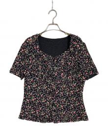 NOKO-PLEATS（ノコプリーツ）の古着「花柄ブラウス」｜ブラック