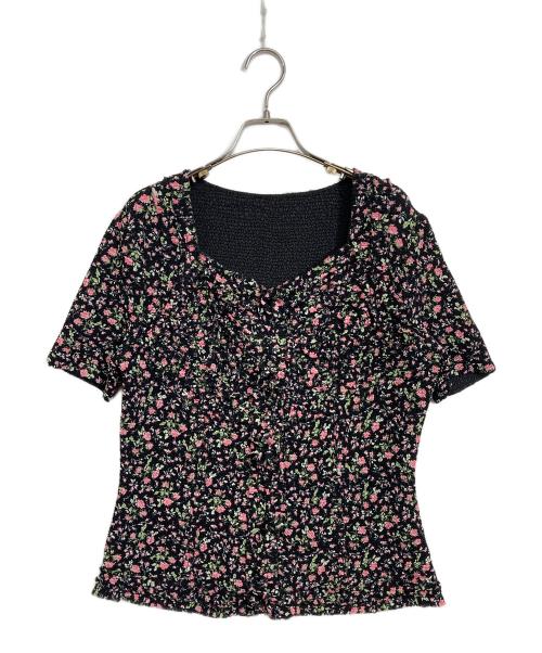 NOKO-PLEATS（ノコプリーツ）NOKO-PLEATS (ノコプリーツ) 花柄ブラウス ブラック サイズ:40の古着・服飾アイテム