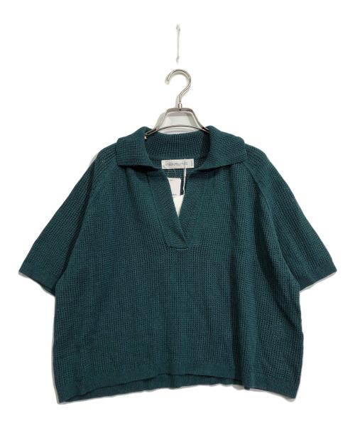 NEARBYME（ニアーバイミー）NEARBYME (ニアーバイミー) メッシュスキッパーニット グリーン サイズ:Freeの古着・服飾アイテム