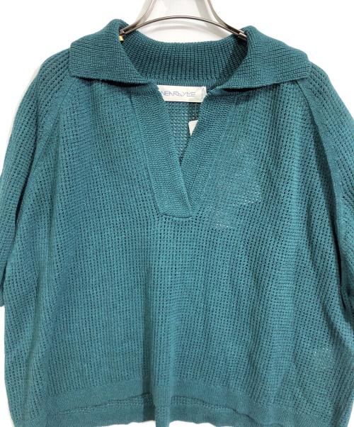 NEARBYME（ニアーバイミー）NEARBYME (ニアーバイミー) メッシュスキッパーニット グリーン サイズ:Freeの古着・服飾アイテム