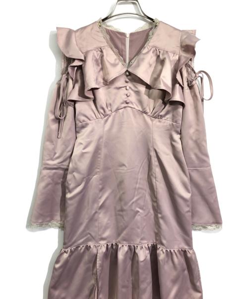 Rose Muse（ロゼミューズ）ROSE MUSE (ロゼミューズ) raffle slit lace switching dress ピンク サイズ:Sの古着・服飾アイテム