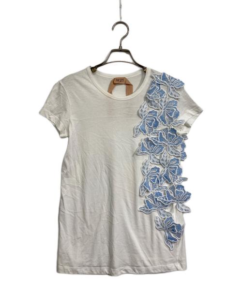 N°21（ヌメロヴェントゥーノ）N°21 (ヌメロヴェントゥーロ) レースデザインカットソー ホワイト サイズ:36の古着・服飾アイテム