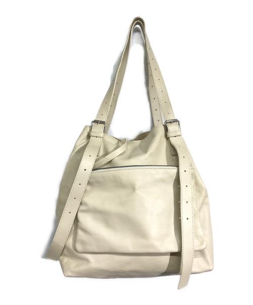 MM6 Maison Margiela（エムエムシックスメゾンマルジェラ）MM6 Maison Margiela (エムエムシックス メゾンマルジェラ) レザートートバッグ ベージュの古着・服飾アイテム