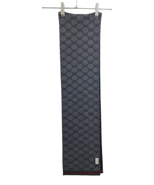 GUCCI（グッチ）GUCCI (グッチ) GG柄ウールマフラー ブラックの古着・服飾アイテム