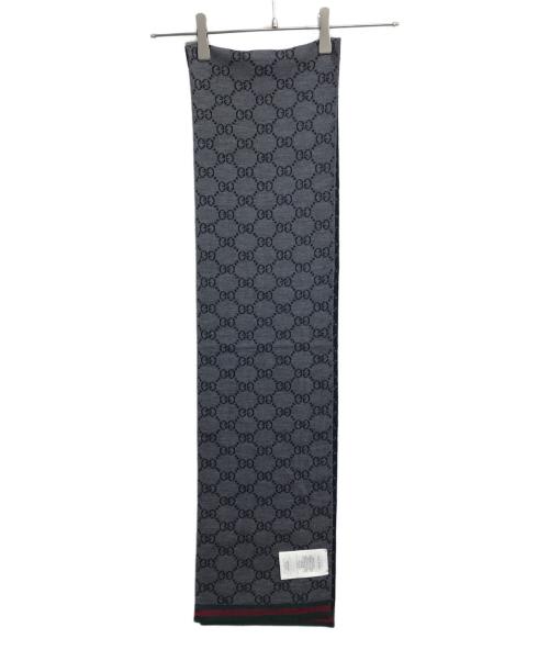 GUCCI（グッチ）GUCCI (グッチ) GG柄ウールマフラー ブラックの古着・服飾アイテム