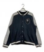 BAPE BY A BATHING APEベイプバイアベイシングエイプ）の古着「スナップボタンスウェットワッペンスタジャン」｜ブラック
