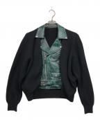 TOGA ARCHIVESトーガアーカイブス）の古着「ラムスキン切替ライダースジャケット」｜ブラック×グリーン