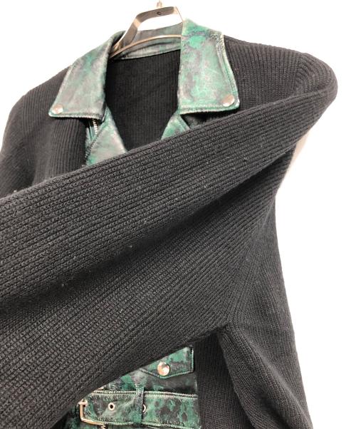 TOGA ARCHIVES（トーガアーカイブス）TOGA ARCHIVES (トーガアーカイブス) ラムスキン切替ライダースジャケット ブラック×グリーン サイズ:2の古着・服飾アイテム