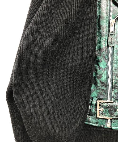 TOGA ARCHIVES（トーガアーカイブス）TOGA ARCHIVES (トーガアーカイブス) ラムスキン切替ライダースジャケット ブラック×グリーン サイズ:2の古着・服飾アイテム