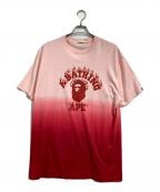 BAPE BY A BATHING APEベイプバイアベイシングエイプ）の古着「ファイヤーグラデーションTシャツ」｜レッド