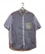 stussyステューシー）の古着「オールト切替チェックシャツ」｜ブルー×ベージュ