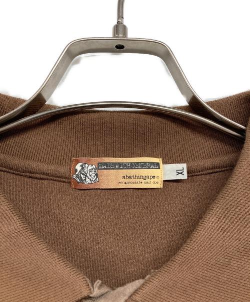 A BATHING APE（ア ベイシング エイプ）A BATHING APE (ア ベイシング エイプ) オールドパイル地ポロシャツ ブラウン サイズ:XLの古着・服飾アイテム