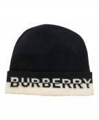 BURBERRY LONDONバーバリーロンドン）の古着「MH CORE CASHMERE BEANIE」｜ブラック×ホワイト