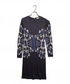 TORY BURCHトリーバーチ）の古着「シルク総柄カットソーワンピース」｜ネイビー