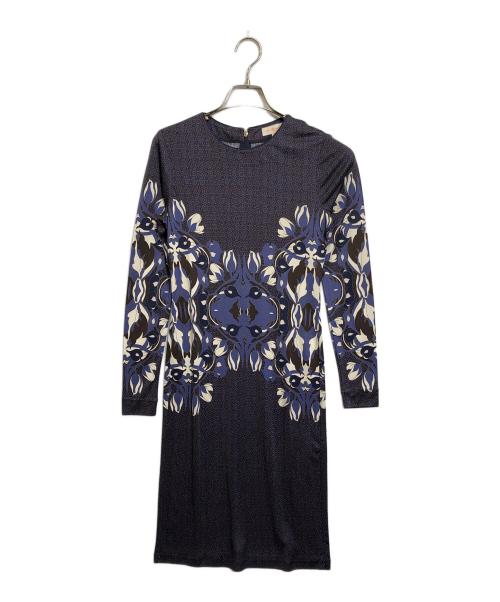 TORY BURCH（トリーバーチ）TORY BURCH (トリーバーチ) シルク総柄カットソーワンピース ネイビー サイズ:XSの古着・服飾アイテム