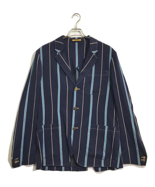 Rugby Ralph Lauren（ラグビーラルフローレン）Rugby Ralph Lauren (ラグビーラルフローレン) ストライプテーラードジャケット ネイビー サイズ:44Lの古着・服飾アイテム