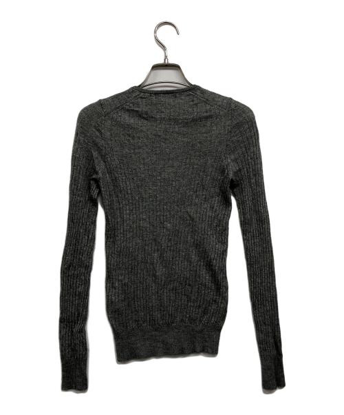 DRAWER（ドゥロワー）Drawer (ドゥロワー) 18Gカシミヤシルクリブ クルーネックニット グレー サイズ:2の古着・服飾アイテム