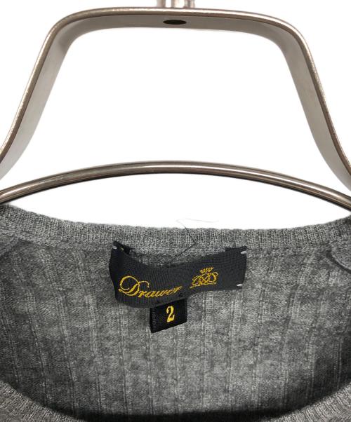 DRAWER（ドゥロワー）Drawer (ドゥロワー) 18Gカシミヤシルクリブ クルーネックニット グレー サイズ:2の古着・服飾アイテム