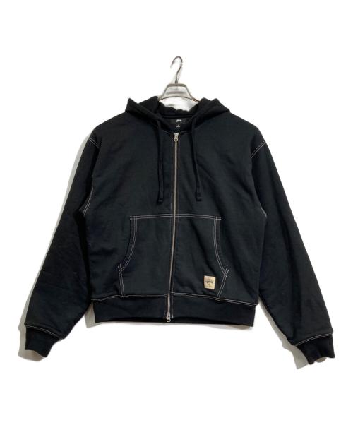 stussy（ステューシー）stussy (ステューシー) DOUBLE FACE LABEL ZIP HOODIE ブラック サイズ:Lの古着・服飾アイテム