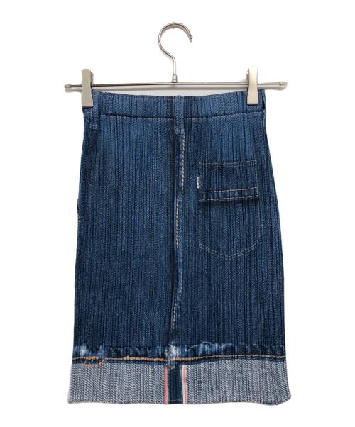 PLEATS PLEASE（プリーツプリーズ）PLEATS PLEASE (プリーツプリーズ) デニム転写プリーツスカート ブルー サイズ:3の古着・服飾アイテム