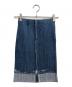 PLEATS PLEASE（プリーツプリーズ）の古着「デニム転写プリーツスカート」｜ブルー