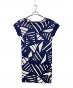 LAUREN RALPH LAURENローレンラルフローレン）の古着「幾何学模様カットソーワンピース」｜ネイビー