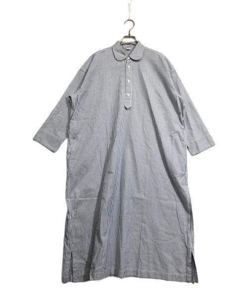 45R（フォーティファイブ・アール）45R (フォーティファイブ・アール) スーピマオックスのMシャツドレス ブルー サイズ:Freeの古着・服飾アイテム