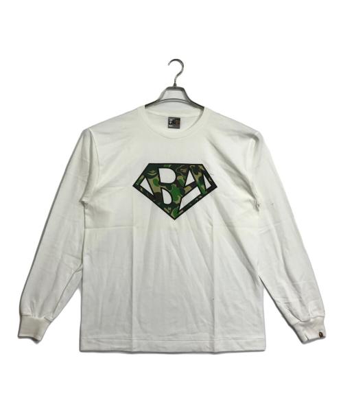 A BATHING APE（ア ベイシング エイプ）A BATHING APE (ア ベイシング エイプ) スーパーマンロゴプリントTシャツ ホワイト サイズ:XLの古着・服飾アイテム