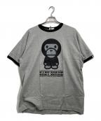 BABY MiLOベビーマイロ）の古着「リンガーロゴプリントTシャツ」｜グレー