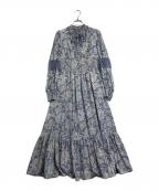 HER LIP TOハーリップトゥ）の古着「Winter Floral Long-sleeve Dress」｜ブルー