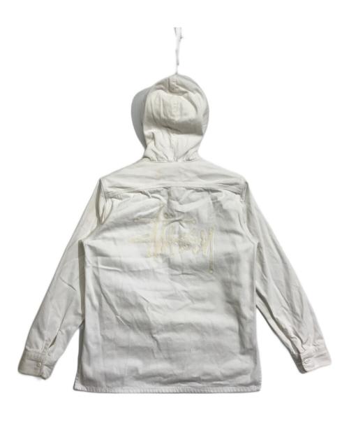 stussy（ステューシー）stussy (ステューシー) ロゴ刺繍フーテッドジャケット ホワイト サイズ:Mの古着・服飾アイテム