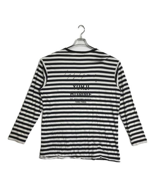 YOHJI YAMAMOTO（ヨウジヤマモト）YOHJI YAMAMOTO (ヨウジヤマモト) ボーダーカットソー ホワイト×ブラック サイズ:3の古着・服飾アイテム