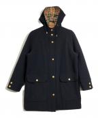 BURBERRY LONDONバーバリーロンドン）の古着「裏ノバチェックフーデッドコート」｜ネイビー