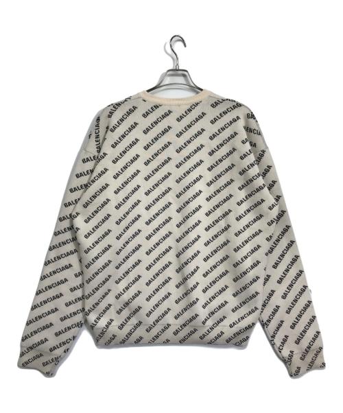 BALENCIAGA（バレンシアガ）BALENCIAGA (バレンシアガ) 総柄ロゴニット ブラック×アイボリー サイズ:Mの古着・服飾アイテム