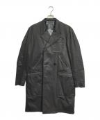 ART COMES FIRSTアートカムズファースト）の古着「コーティングチェックコート」｜ブラック