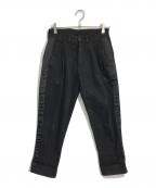 ART COMES FIRSTアートカムズファースト）の古着「ツータックサイドラインデニムパンツ」｜ブラック