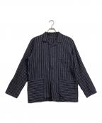 FRANK LEDERフランクリーダー）の古着「ストライプシャツジャケット」｜ネイビー