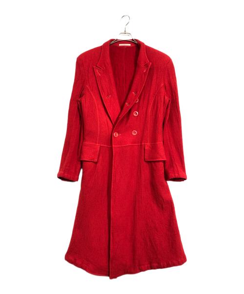 Yohji Yamamoto pour homme（ヨウジヤマモト プールオム）Yohji Yamamoto pour homme (ヨウジヤマモト プールオム) 縮絨ガーメントダイロングコート レッド サイズ:3の古着・服飾アイテム