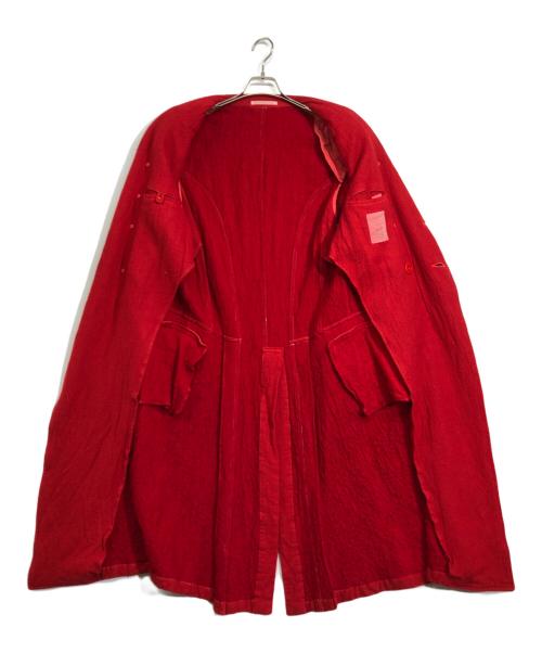 Yohji Yamamoto pour homme（ヨウジヤマモト プールオム）Yohji Yamamoto pour homme (ヨウジヤマモト プールオム) 縮絨ガーメントダイロングコート レッド サイズ:3の古着・服飾アイテム