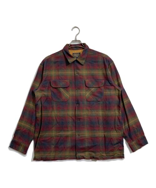 PENDLETON（ペンドルトン）PENDLETON (ペンドルトン) オープンカラーシャツ ブラウン×レッド サイズ:不明の古着・服飾アイテム