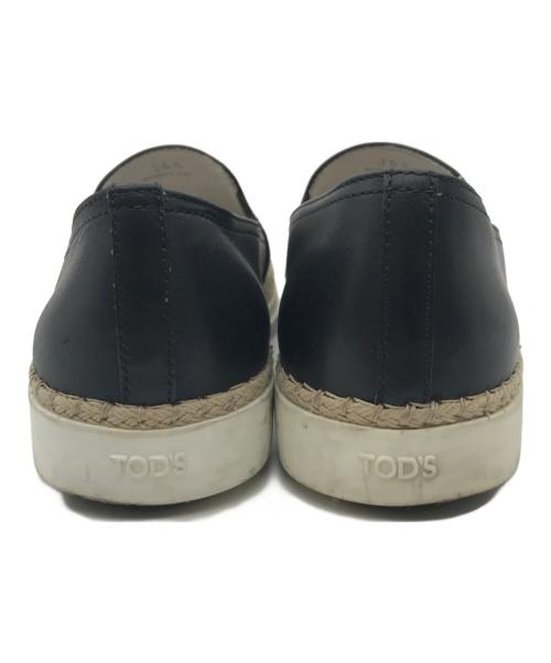 TOD'S（トッズ）TOD'S (トッズ) エスパドリーユレザースリッポン ブラック サイズ: 35 1/2の古着・服飾アイテム