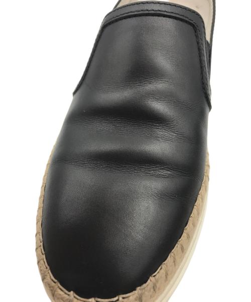 TOD'S（トッズ）TOD'S (トッズ) エスパドリーユレザースリッポン ブラック サイズ: 35 1/2の古着・服飾アイテム