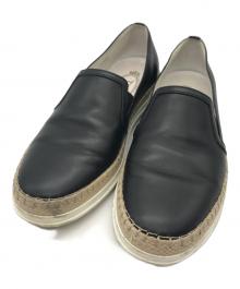 TOD'S（トッズ）の古着「エスパドリーユレザースリッポン」｜ブラック