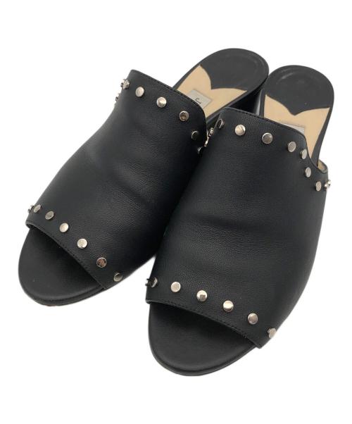 JIMMY CHOO（ジミーチュウ）JIMMY CHOO (ジミーチュウ) スタッズ付レザーサンダル ブラック サイズ:36の古着・服飾アイテム