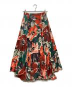 Sov.ソブ）の古着「サテンプリントフラワースカート」｜レッド×グリーン