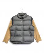 UNDERCOVERアンダーカバー）の古着「LEATHER SLEEVE DOWN JACKET」｜ベージュ×グレー