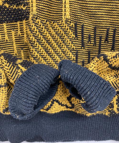 GR-Uniforma（ジーアール ユニフォーマ）GR-UNIFORMA (ジーアール ユニフォーマ) Knit Patchwork Sweater イエロー サイズ:Mの古着・服飾アイテム