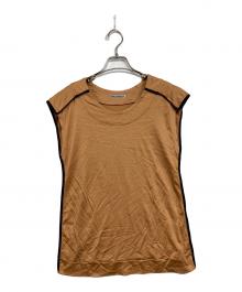 ISSEY MIYAKE（イッセイミヤケ）の古着「ノースリーブパイピングカットソー」｜ベージュ