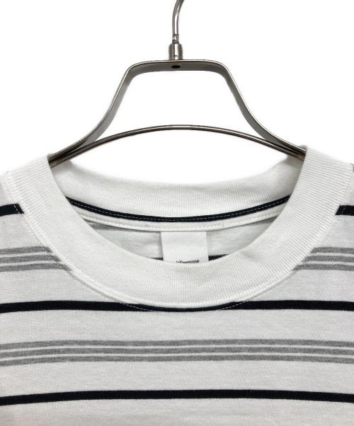 plllllleeeasse（プリーズ）plllllleeeasse (プリーズ) multi stripe short sleeve tee ホワイト サイズ:Lの古着・服飾アイテム