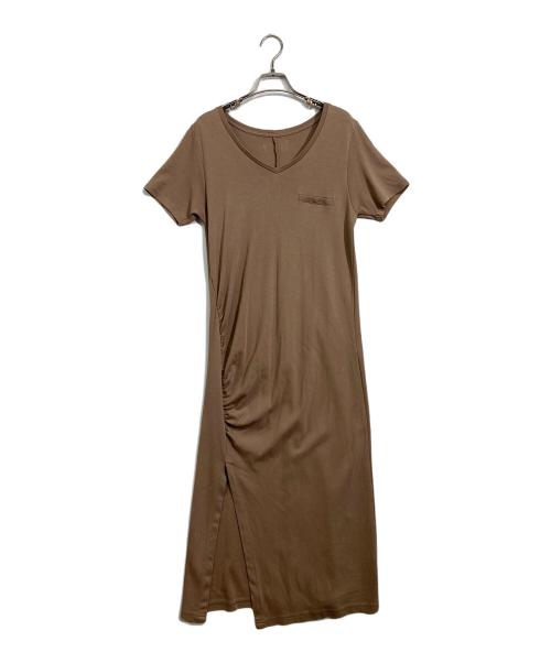 HER LIP TO（ハーリップトゥ）Her lip to (ハーリップトゥ) 半袖カットソーワンピース ベージュ サイズ:Freeの古着・服飾アイテム